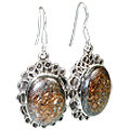 12123: Silver Setting Brown bronzite american-southwest earrings