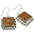 12126: Silver Setting Brown bronzite american-southwest earrings