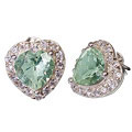 12162: Green,White green amethyst  engagement earrings