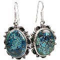 12166: Silver Setting Blue,Brown chrysocolla american-southwest earrings