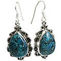 12171: Silver Setting black,blue chrysocolla  american-southwest earrings