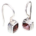 12176: Red garnet  estate earrings
