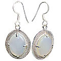 12187: Silver Setting Gray, white chalcedony earrings