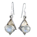 12270: White moonstone  ethnic earrings