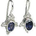 12305: Silver Setting blue iolite earrings