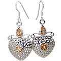12416: yellow citrine  heart earrings