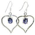 12417: blue iolite  heart earrings
