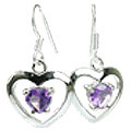 Design 12422: purple amethyst heart earrings
