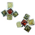 Design 12472: green,yellow,multi-color amber studs earrings