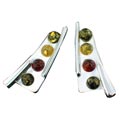12475: Silver Setting green,yellow,multi-color amber earrings
