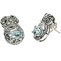 12559: blue blue topaz  estate earrings