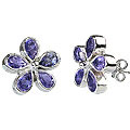 12565: blue iolite  flower earrings