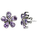 12566: purple amethyst  flower earrings