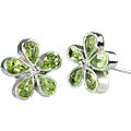 12567: green peridot  flower earrings