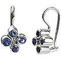 12575: Silver Setting blue iolite flower earrings
