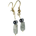 12620: Silver Setting green rotile earrings