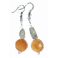 12621: Silver Setting orange  carnelian earrings