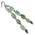 12655: Bali Silver Beaded green prehnite  contemporary earrings