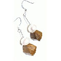 12665: Silver Setting brown mookite earrings