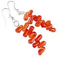 12748: Beaded orange carnelian chipped earrings