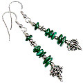 12773: Silver Setting green malachite earrings