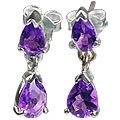 12799: Silver Setting purple amethyst  post earrings