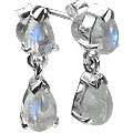 12801: Silver Setting white moonstone  post earrings