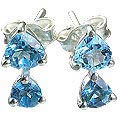 12821: Silver Setting blue blue topaz  heart earrings