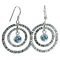 12837: Silver Setting blue blue topaz  art-deco earrings