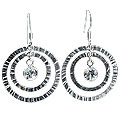 Design 12838: white white topaz art-deco, hoop earrings