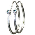 12839: Silver Setting blue blue topaz  classic earrings