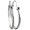 12841: Silver Setting purple amethyst  classic earrings