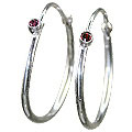 12842: Silver Setting red garnet  classic earrings