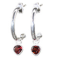 Design 12843: red garnet heart earrings
