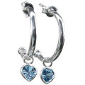12844: Silver Setting blue blue topaz  contemporary earrings