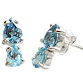 12858: Silver Setting blue blue topaz  drop earrings