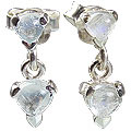 12866: Silver Setting white moonstone  post earrings