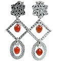 Design 12907: orange carnelian art-deco earrings