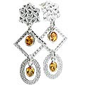 12909: Silver Setting yellow citrine art-deco earrings