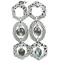 13007: silver setting blue,green labradorite contemporary earrings
