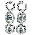 13026: silver setting blue blue topaz  contemporary earrings