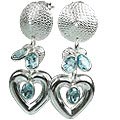 13029: silver setting blue blue topaz  contemporary earrings
