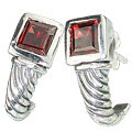 Design 13108: red garnet post earrings