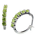 13118: silver setting green peridot  contemporary earrings