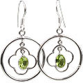 13124: silver setting green peridot  hoop-earrings earrings