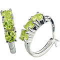 13127: silver setting green peridot  contemporary earrings