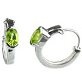 13130: silver setting green peridot hoop-earrings earrings