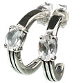 13154: silver setting white white topaz post earrings
