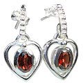 Design 13206: red garnet heart earrings