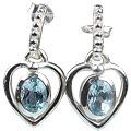 Design 13207: blue blue topaz heart earrings